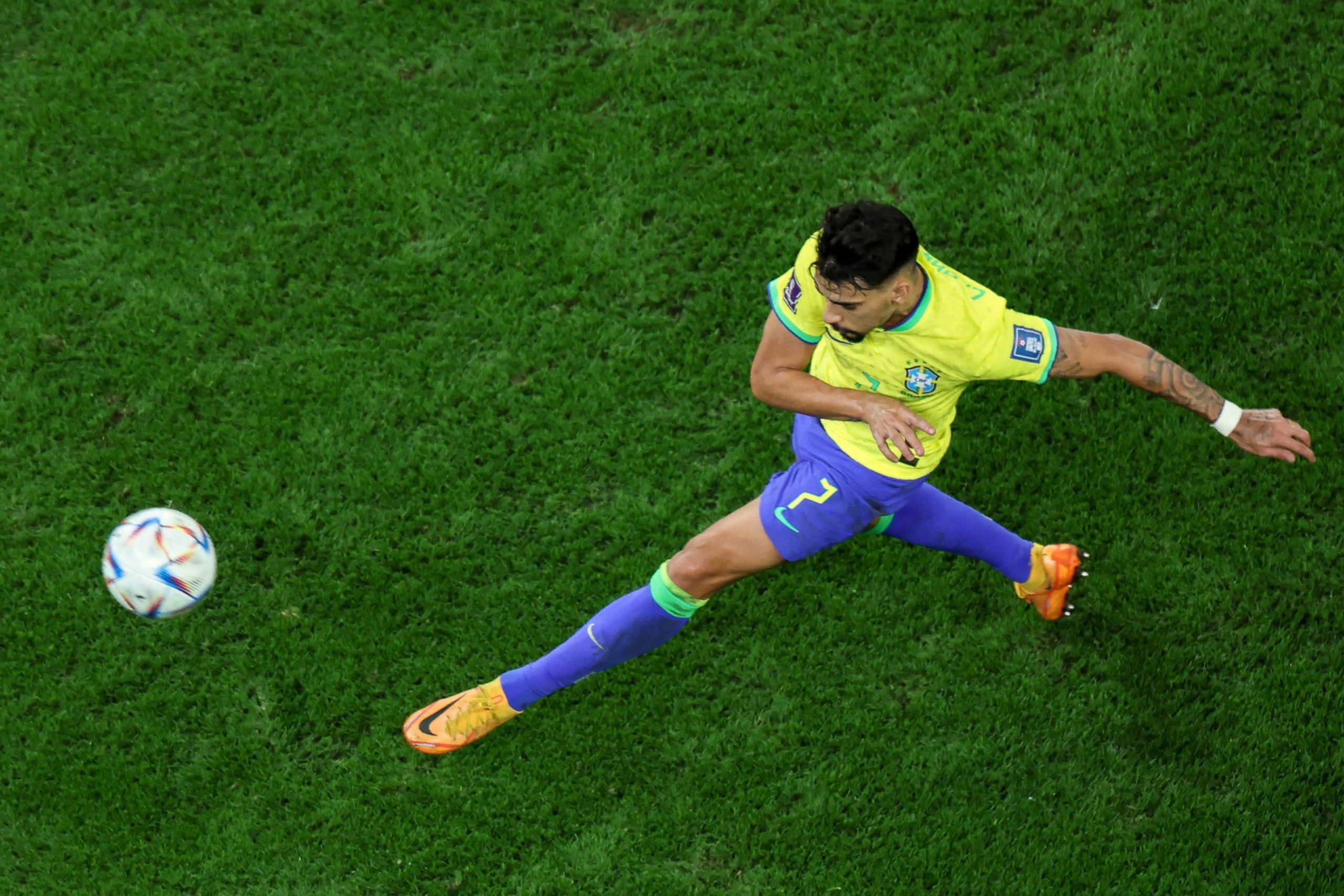 Lucas Paqueta takes a shot for Brazil