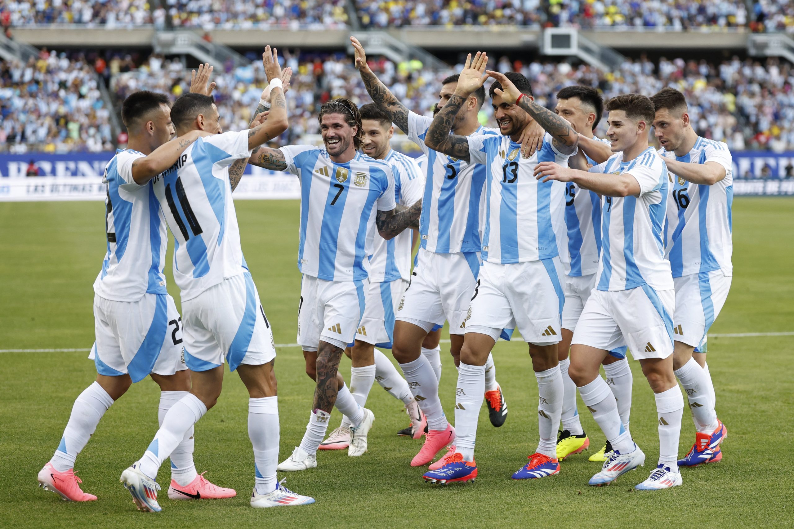 The Argentinian football team celebrating