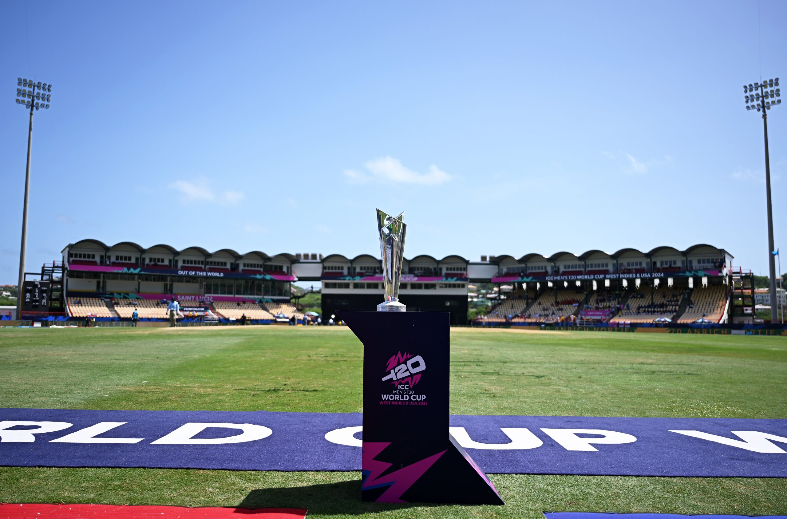 Detailed view of the ICC Men's T20 Cricket World Cup Trophy