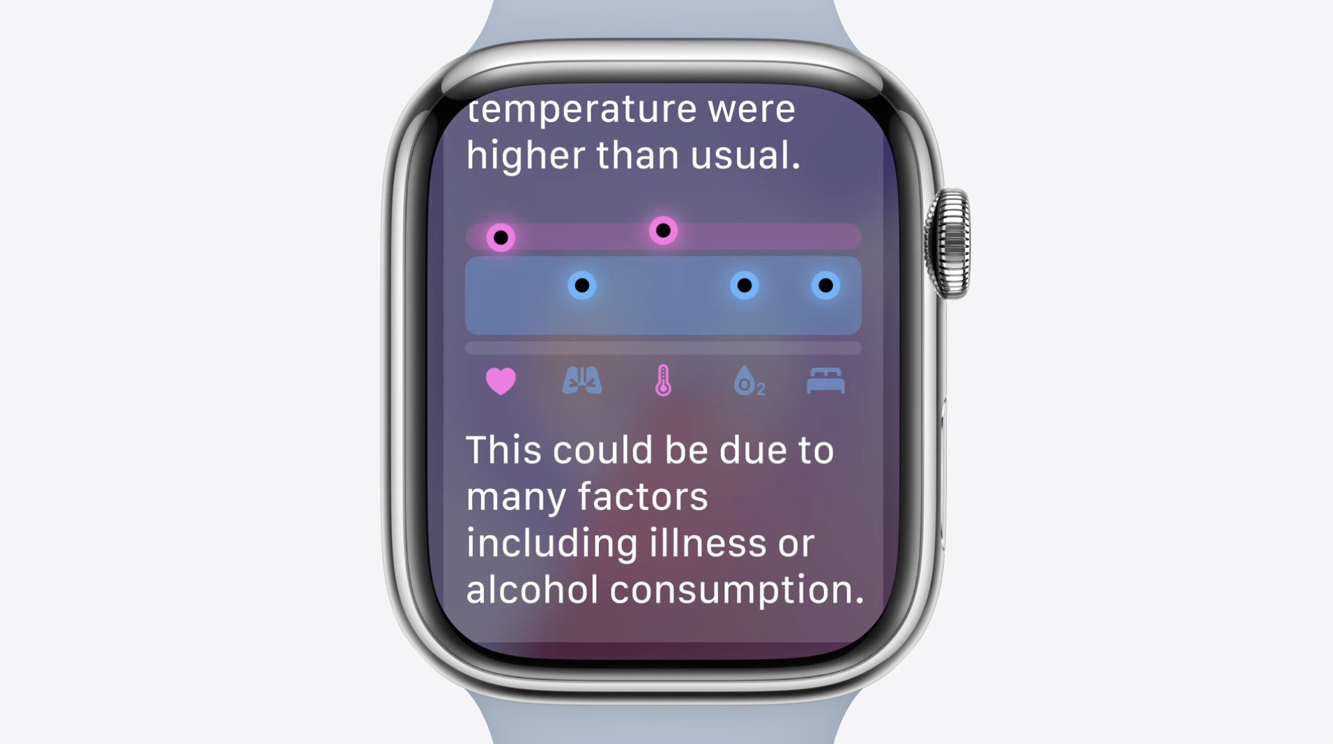 An example of Apple's new Vitals app, which gives users health metric information.