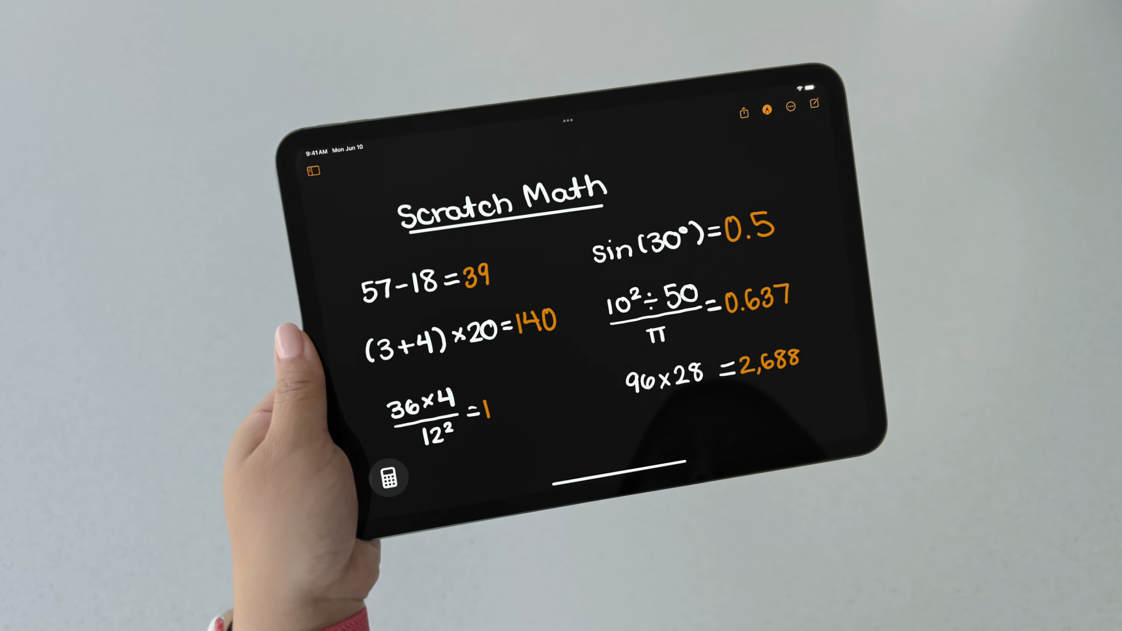 iPadOS 18 displaying Math Notes feature on an iPad