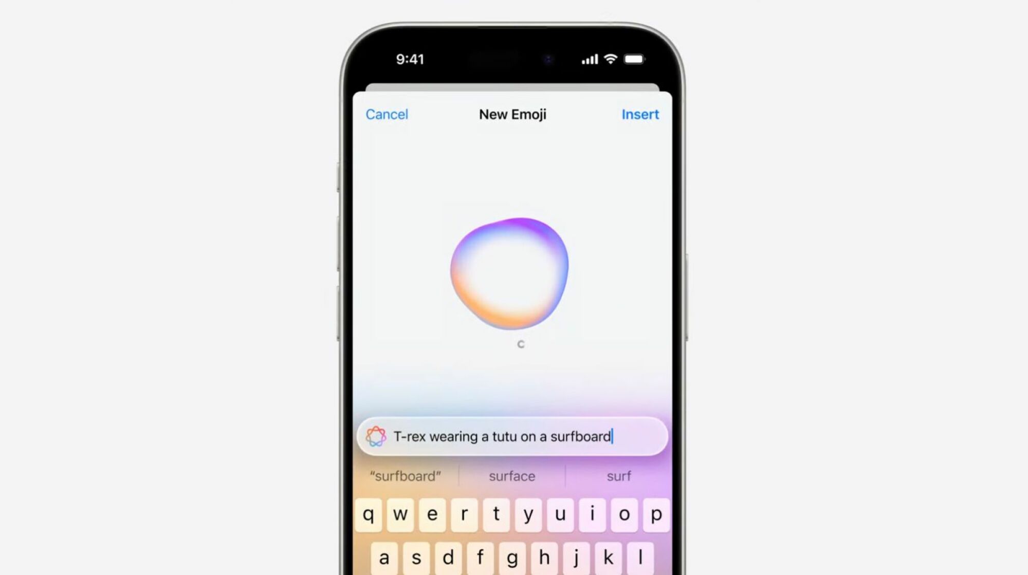 iPhone showcasing Genmoji feature creating new emojis