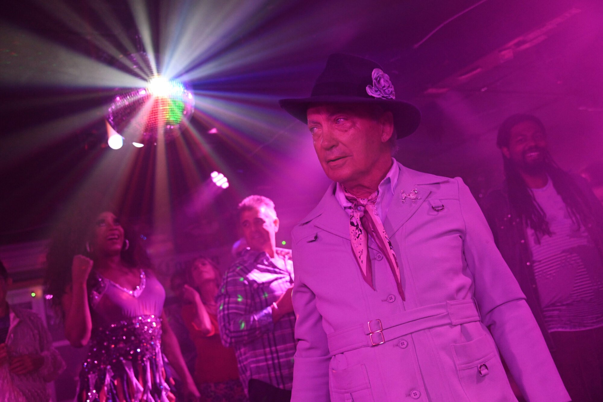 Udo Kier in a disco in "Swan Song." 