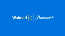 A blue background with the Walmart+ and Paramount+ logos