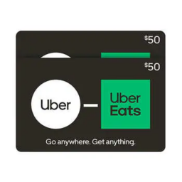 Two Uber gift cards on white background