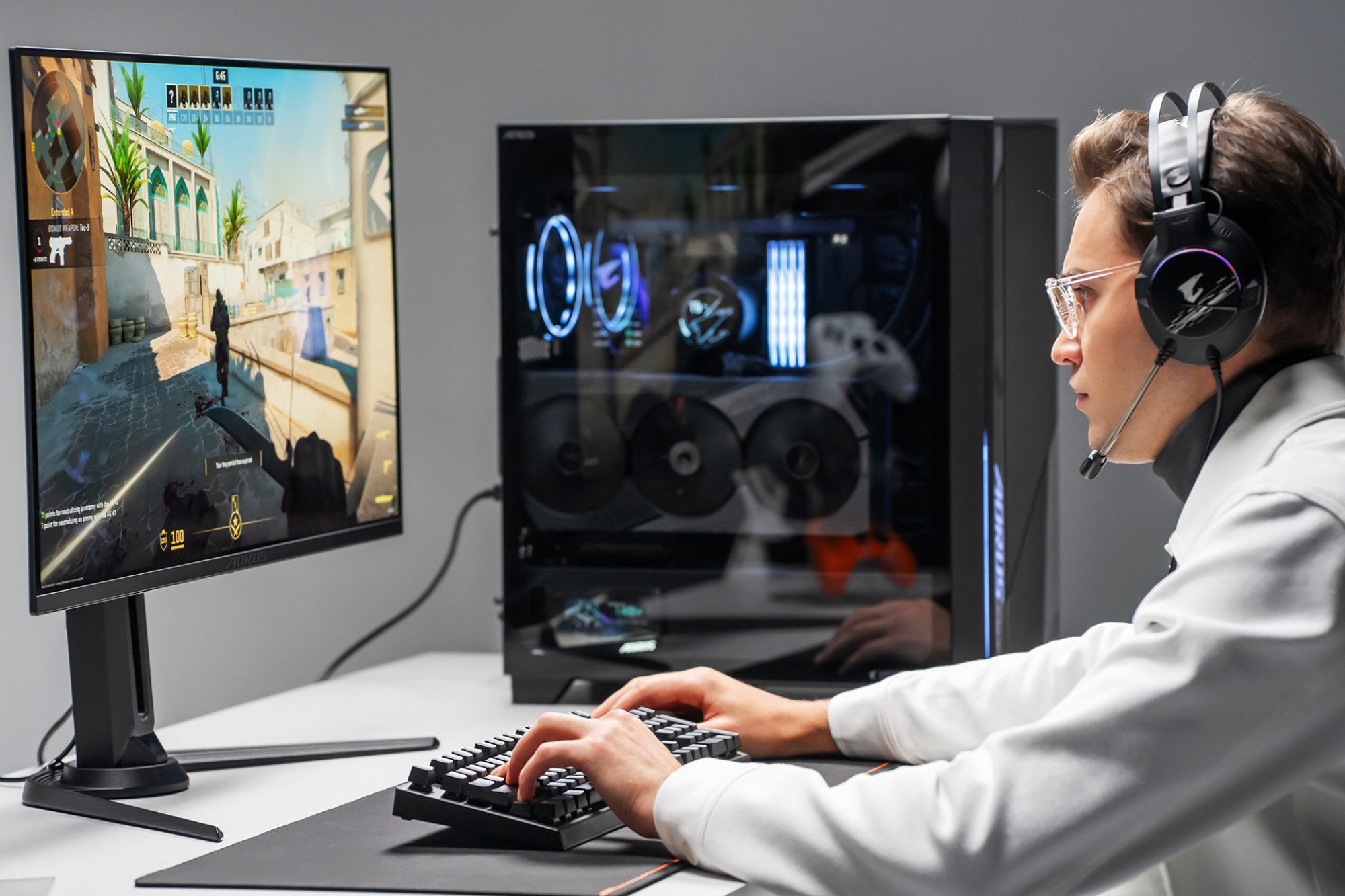 Man Using GIGABYTE Gaming Monitor