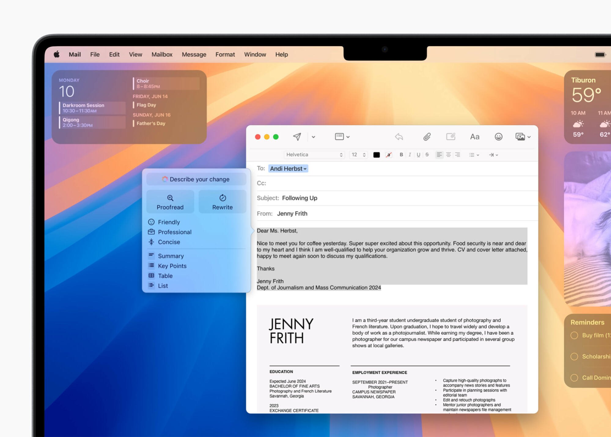 Email proofreading on MacOS