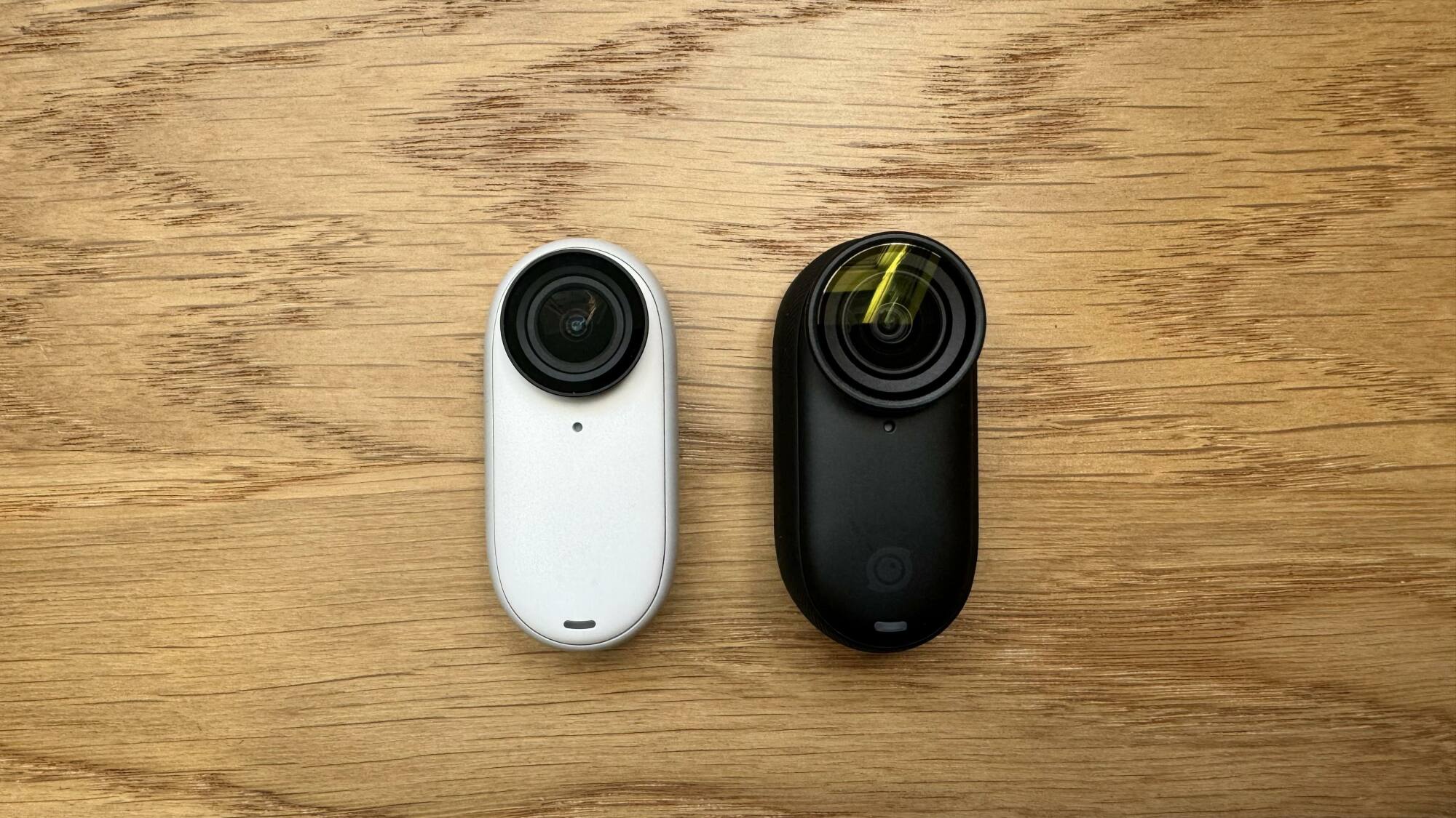 The Insta360 GO 3 and GO 3S side by side.