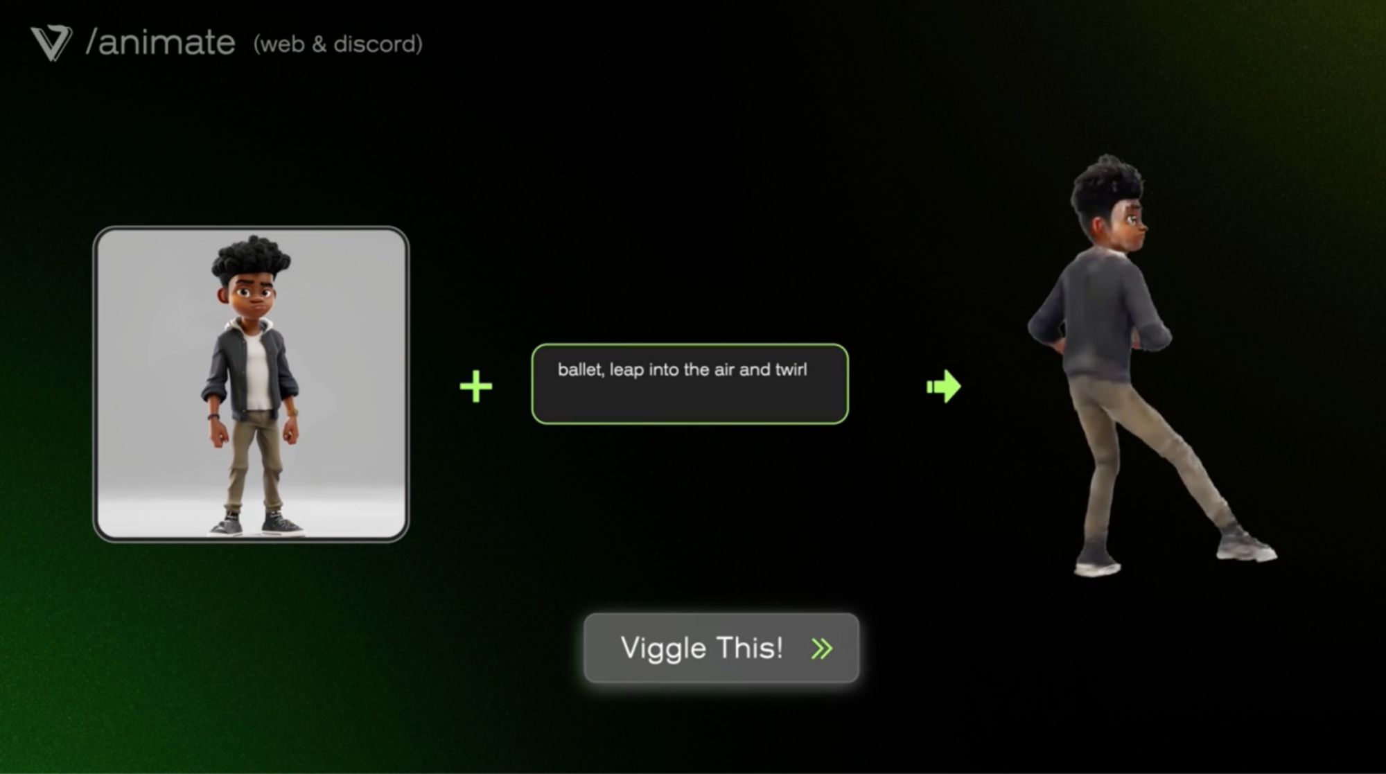 The Viggle user interface, with a character shown dancing