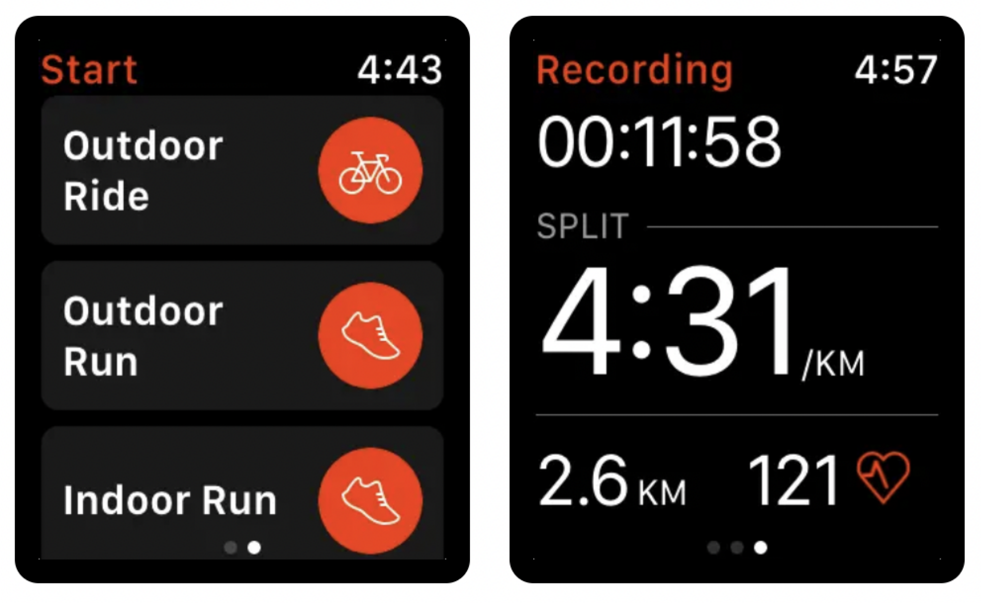 Strava app on the Apple Watch