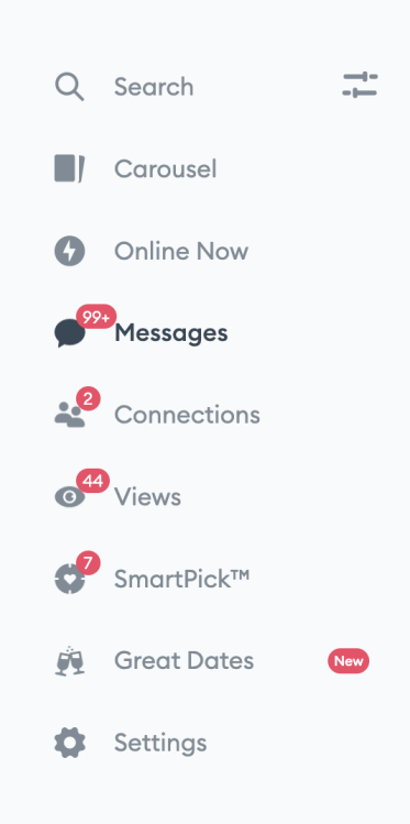 zoosk sidebar full of notifications