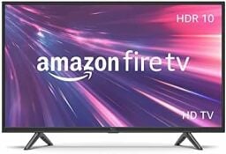 32-inch Fire TV with purple and pink background