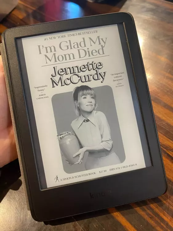 Jennette McCurdy book I'm Glad My Mom Died displayed on a Kindle