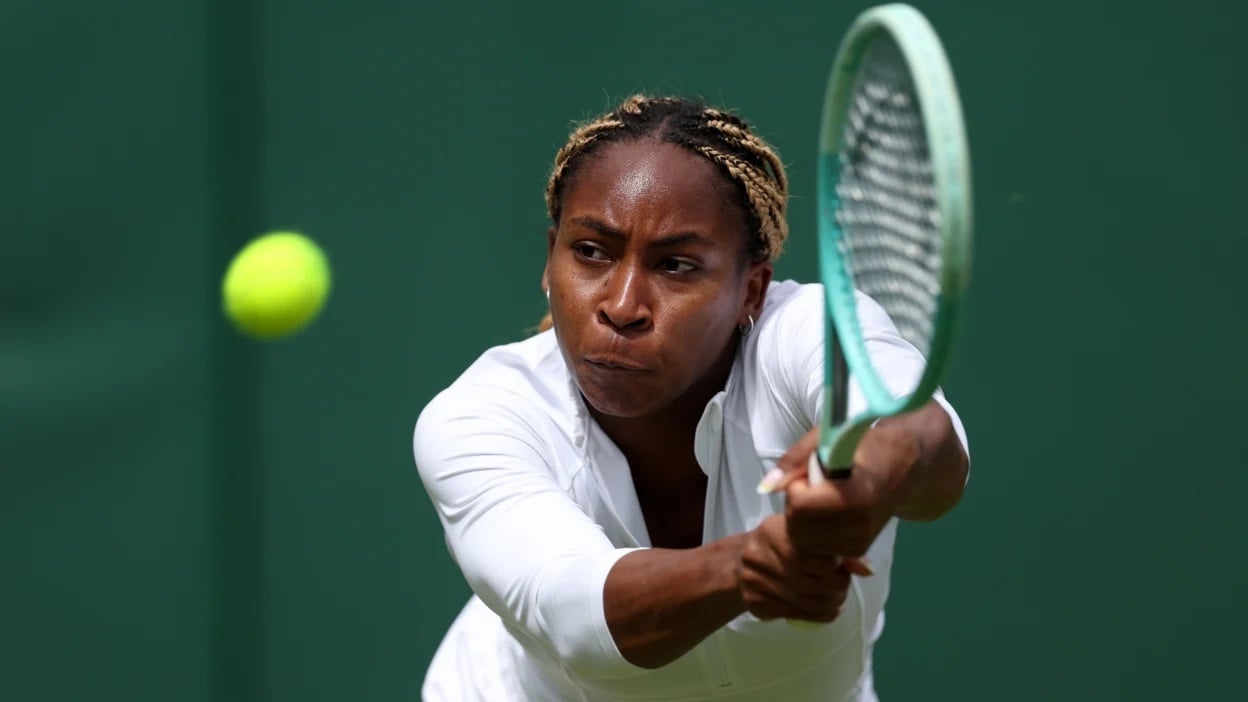 Gauff returns the ball