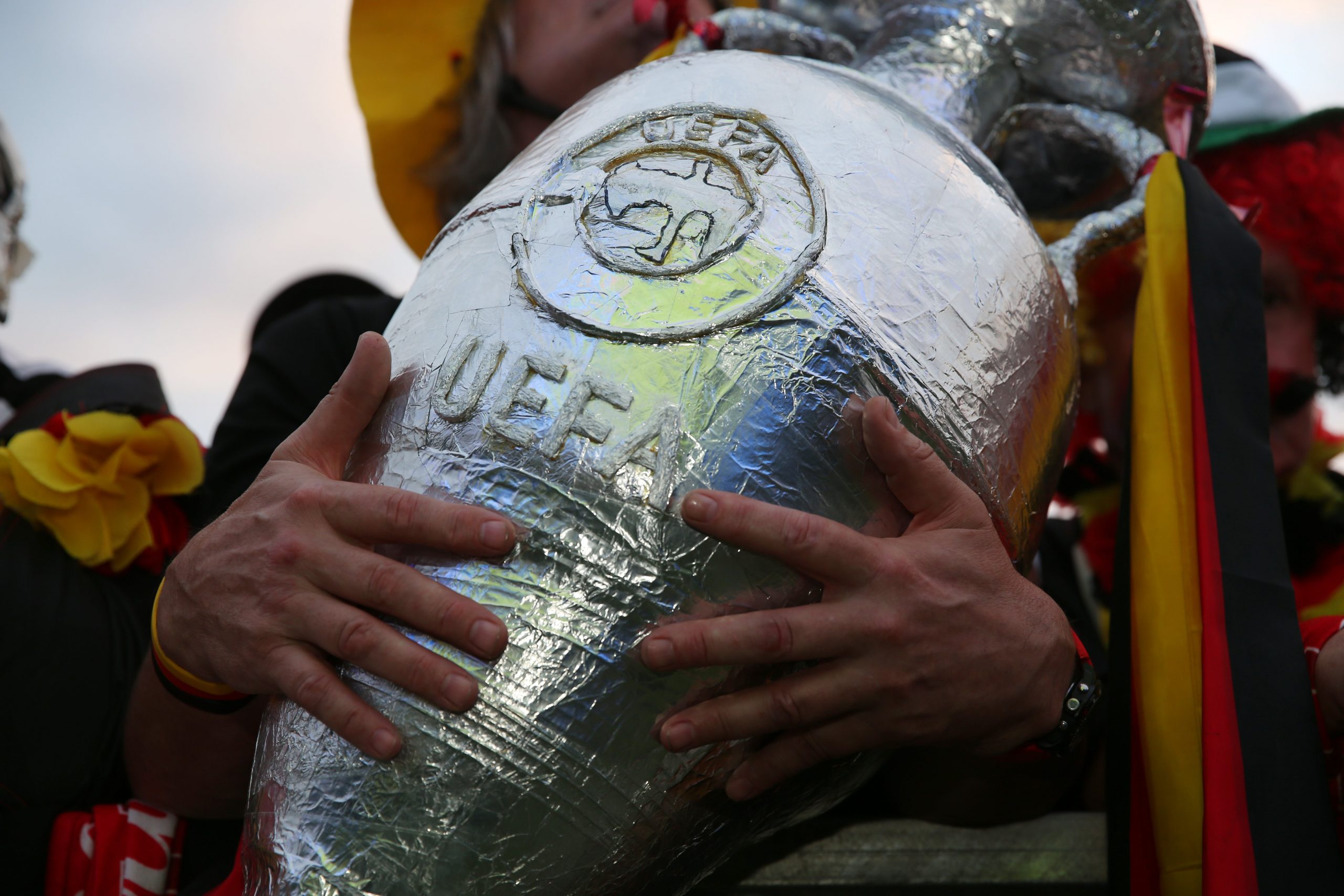 A replica of the UEFA Euro trophy