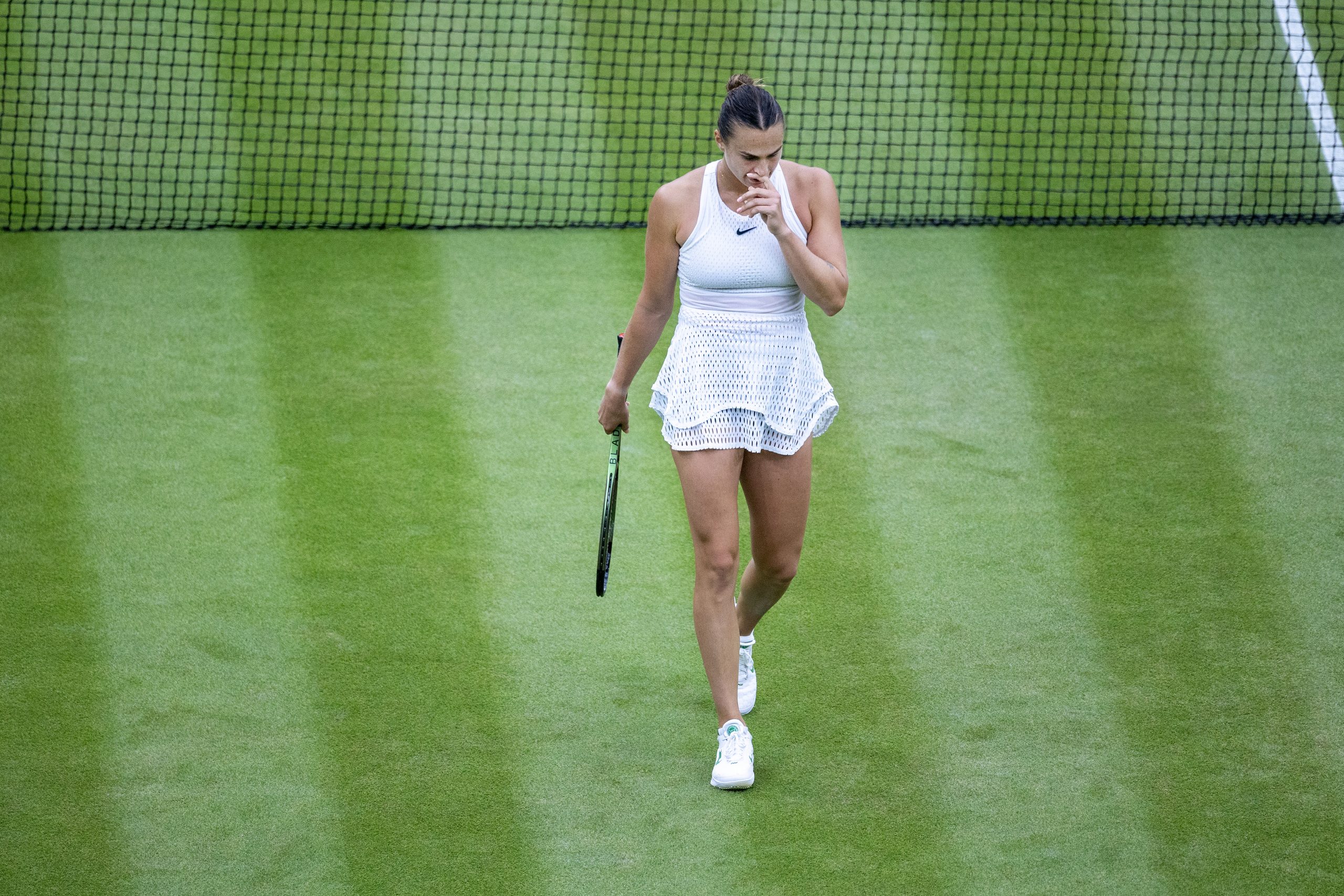 Aryna Sabalenka of Belarus reacts