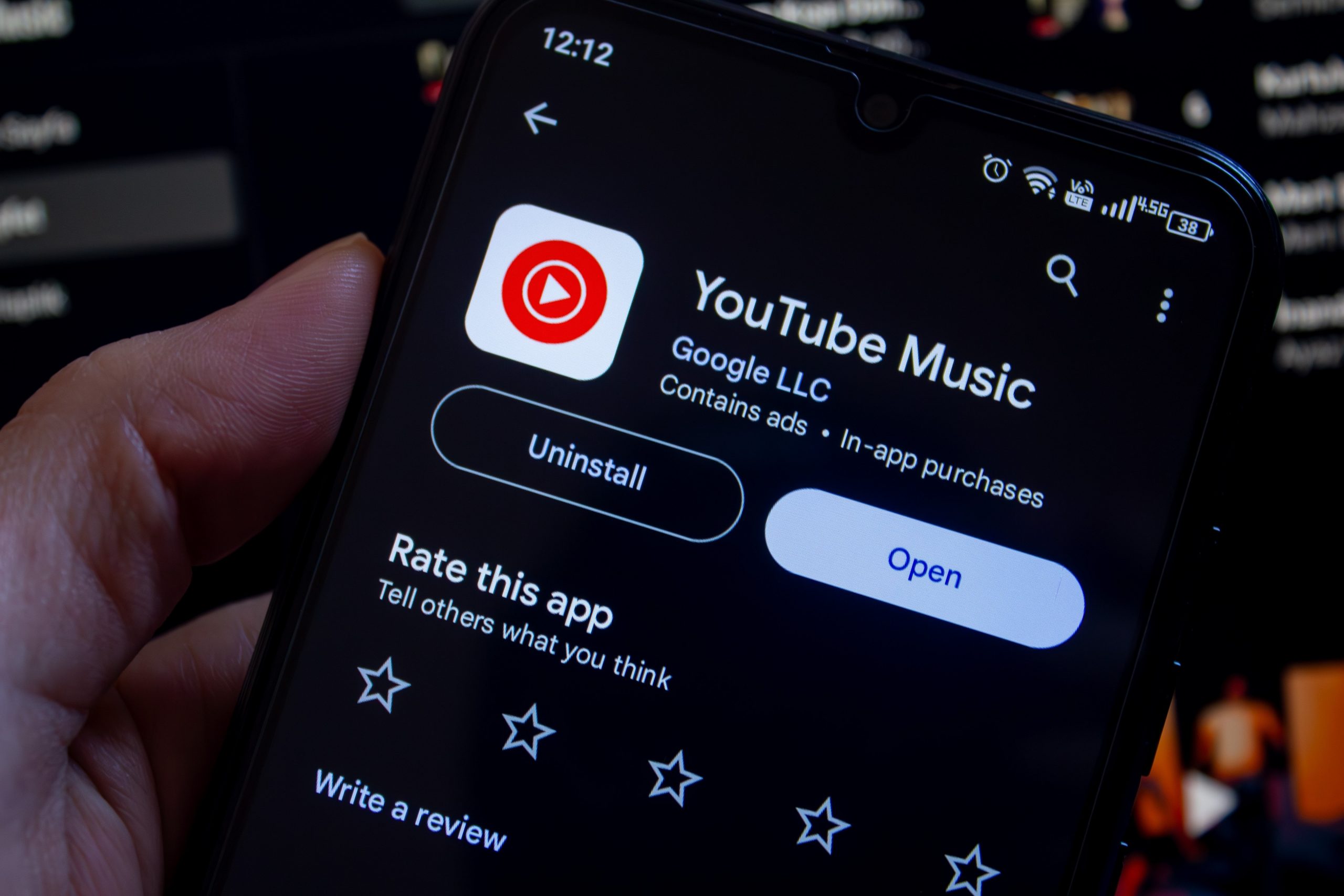 YouTube Music UI on a phone