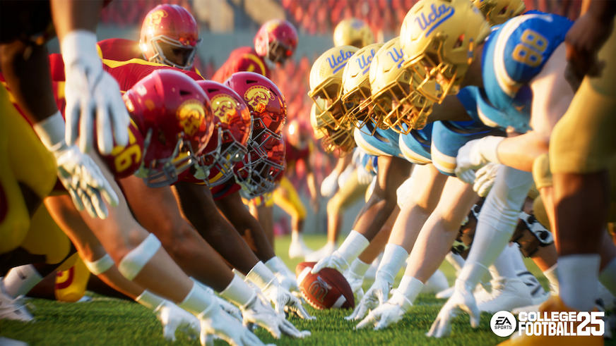 USC and UCLA at the line of scrimmage in College Football 25