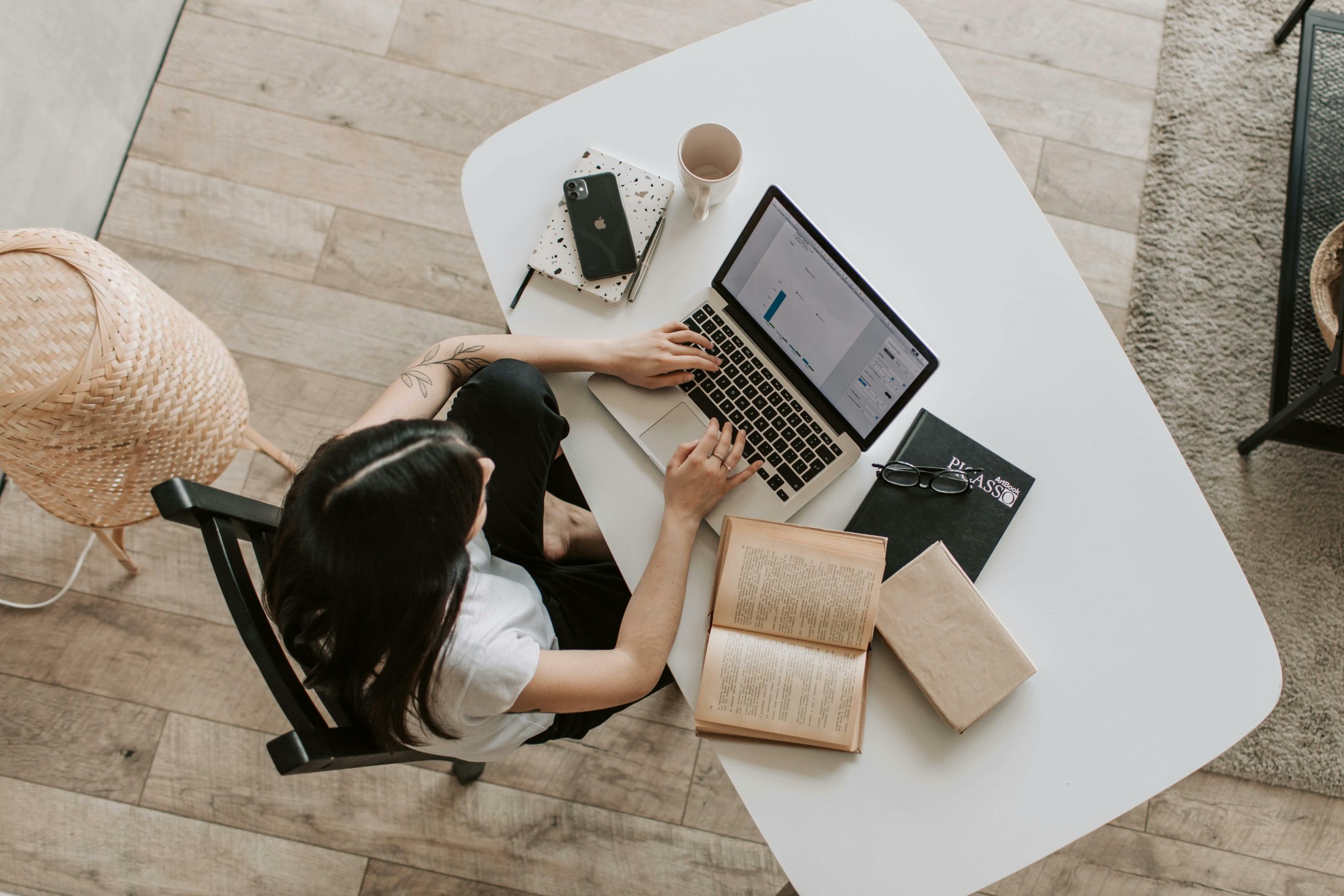 woman working at laptop