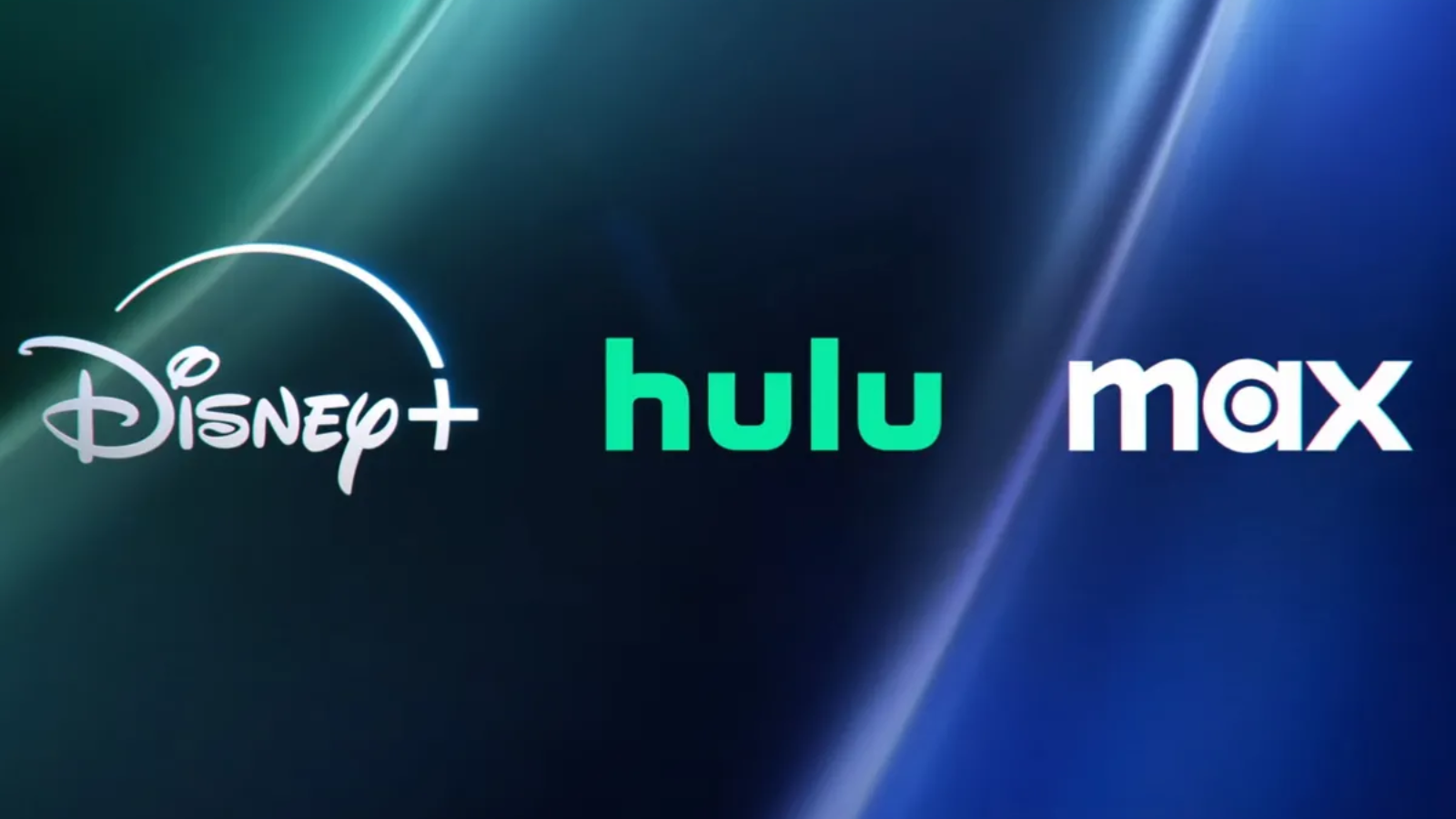 Disney, Hulu, and Max logos on colorful background