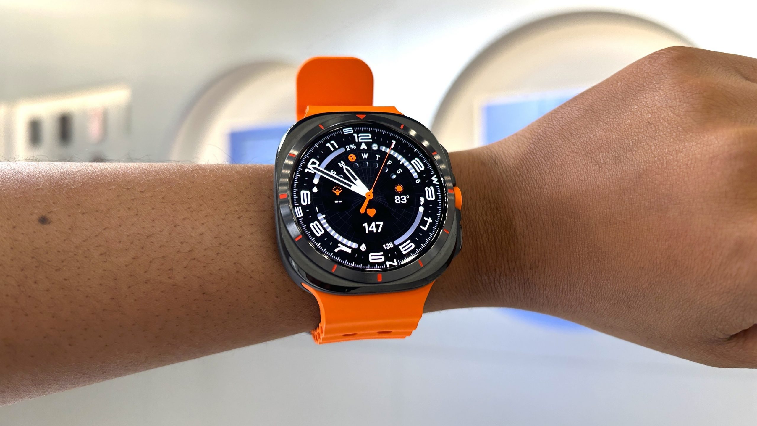 Samsung Galaxy Watch Ultra on a woman's wrist