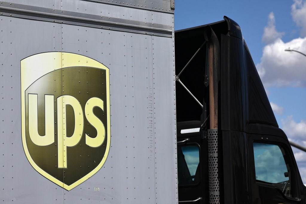 UPS logo on delivery truck