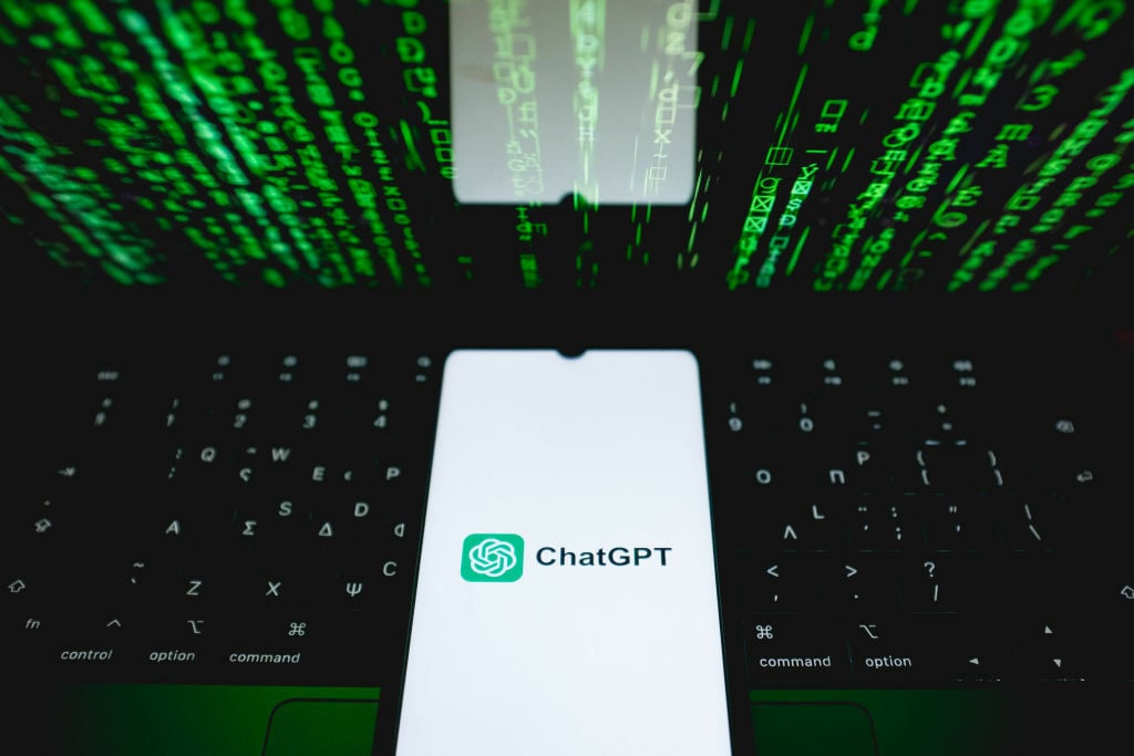 ChatGPT logo on phone screen