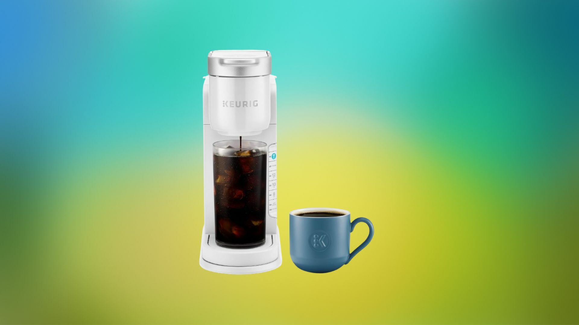 The Keurig K-Iced on an abstract background