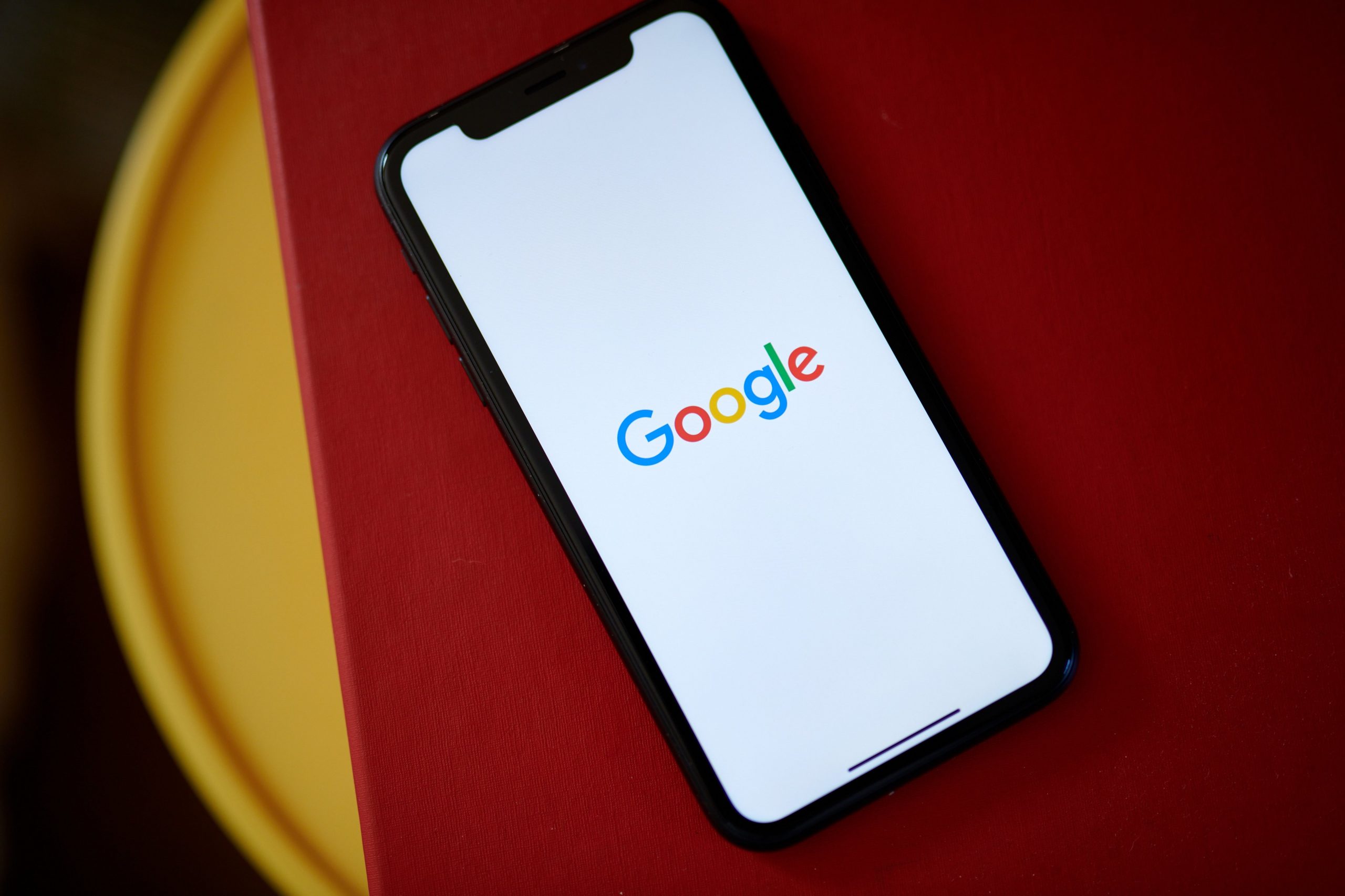 The Google logo on a smartphone