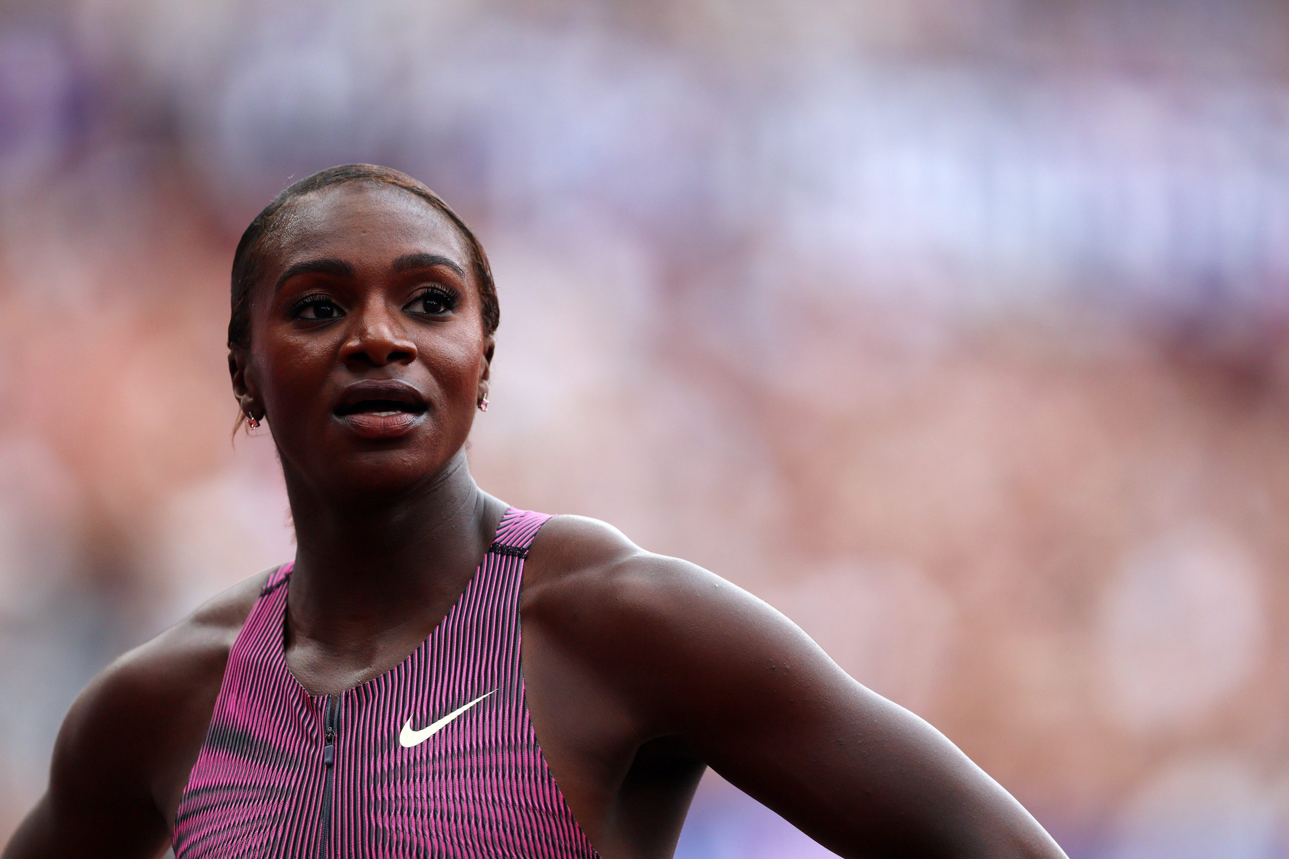 Dina Asher-Smith of Great Britain looks on