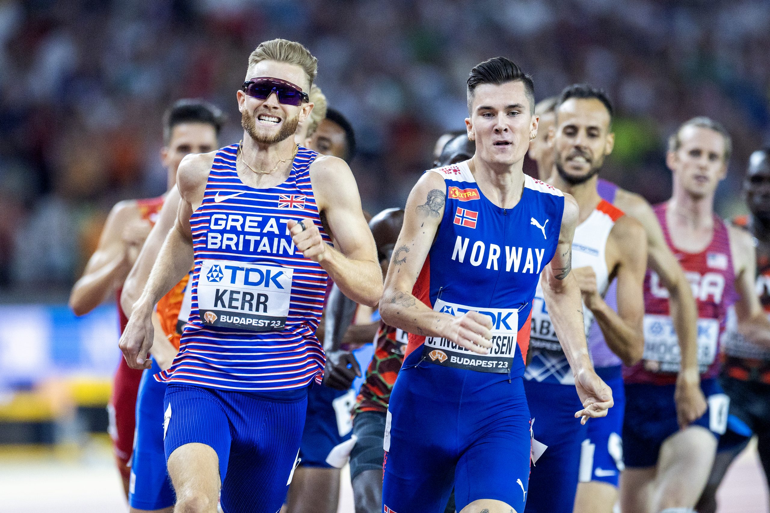 Josh Kerr of Great Britain and Jakob Ingebrigtsen of Norway