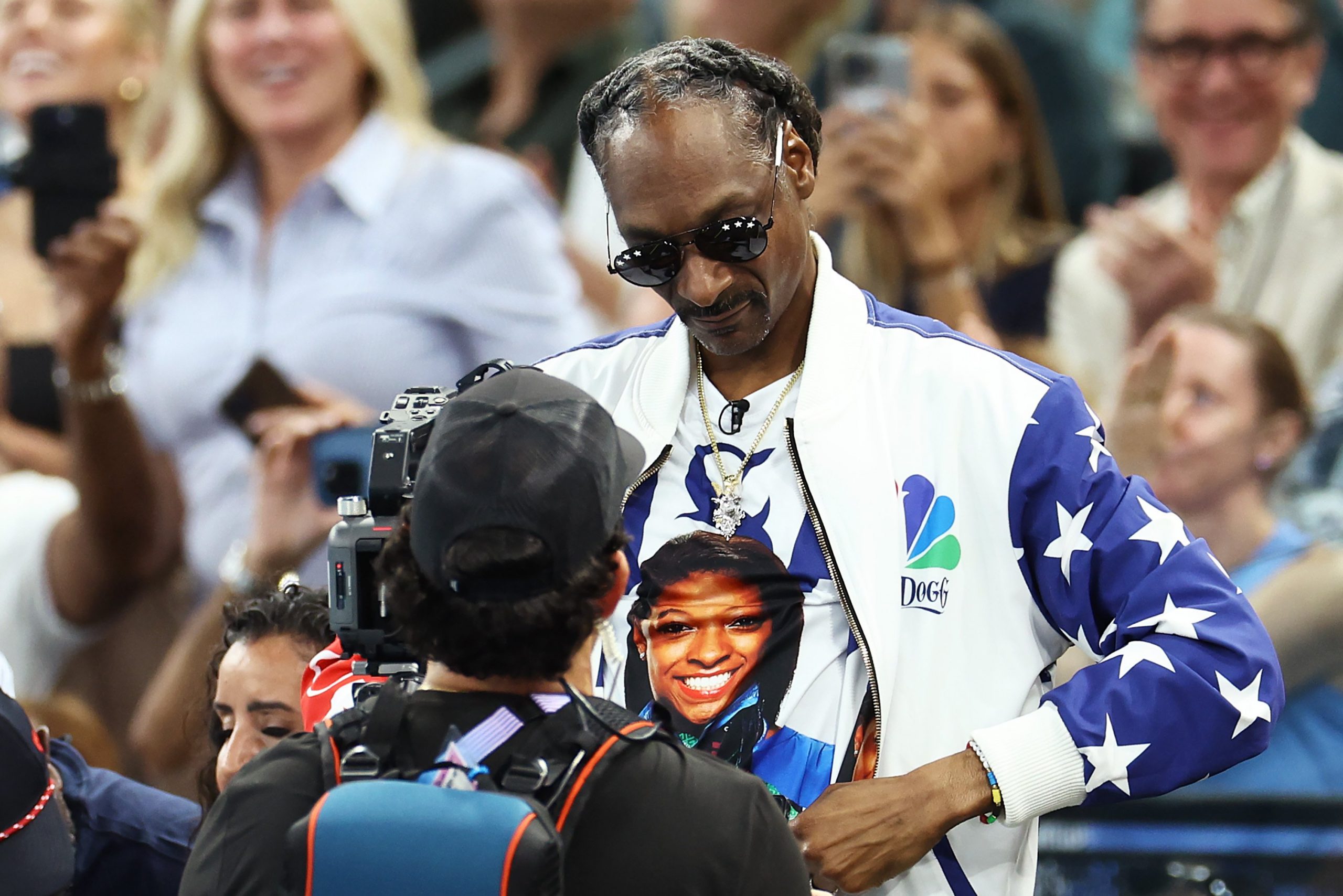 : Snoop Dogg attends the Artistic Gymnastics Women's Qualification on day two of the Olympic Games Paris 2024