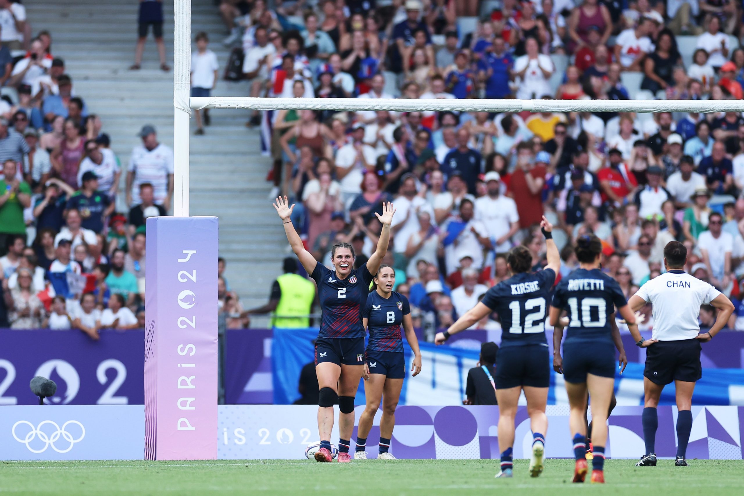 usa women's rugby celebrating