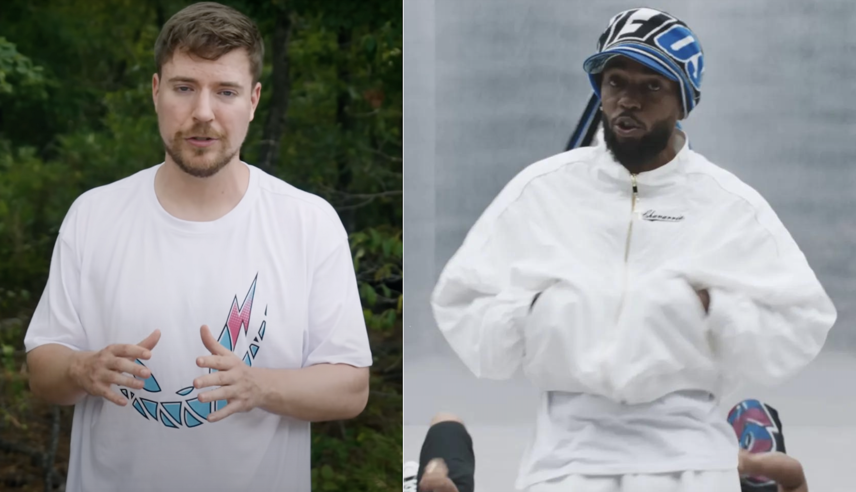 YouTube screenshots of MrBeast and Kendrick Lamar