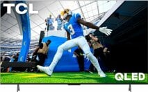 TCL QLED TV with football player in stadium on screen