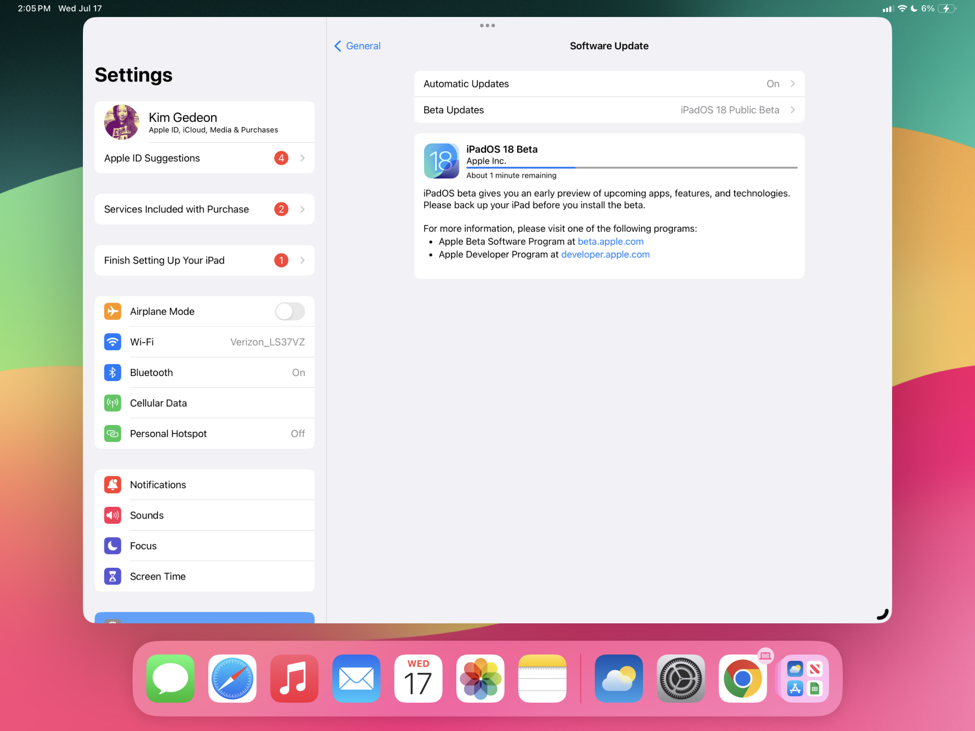 Installing iPadOS 18 on a 13-inch iPad Pro