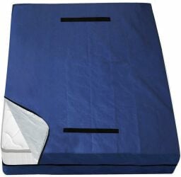 blue mattress bag over mattress