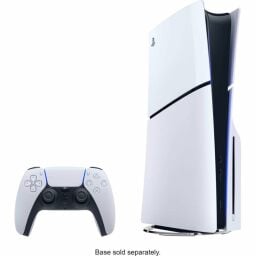 playstation 5 slim console with disc drive and controller