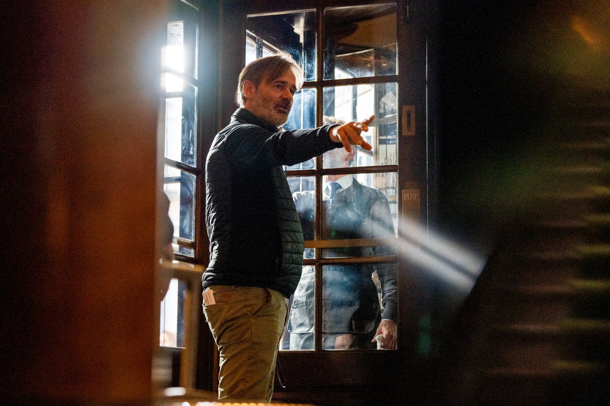 Director Baltasar Kormákur on the set of his film "Touch."