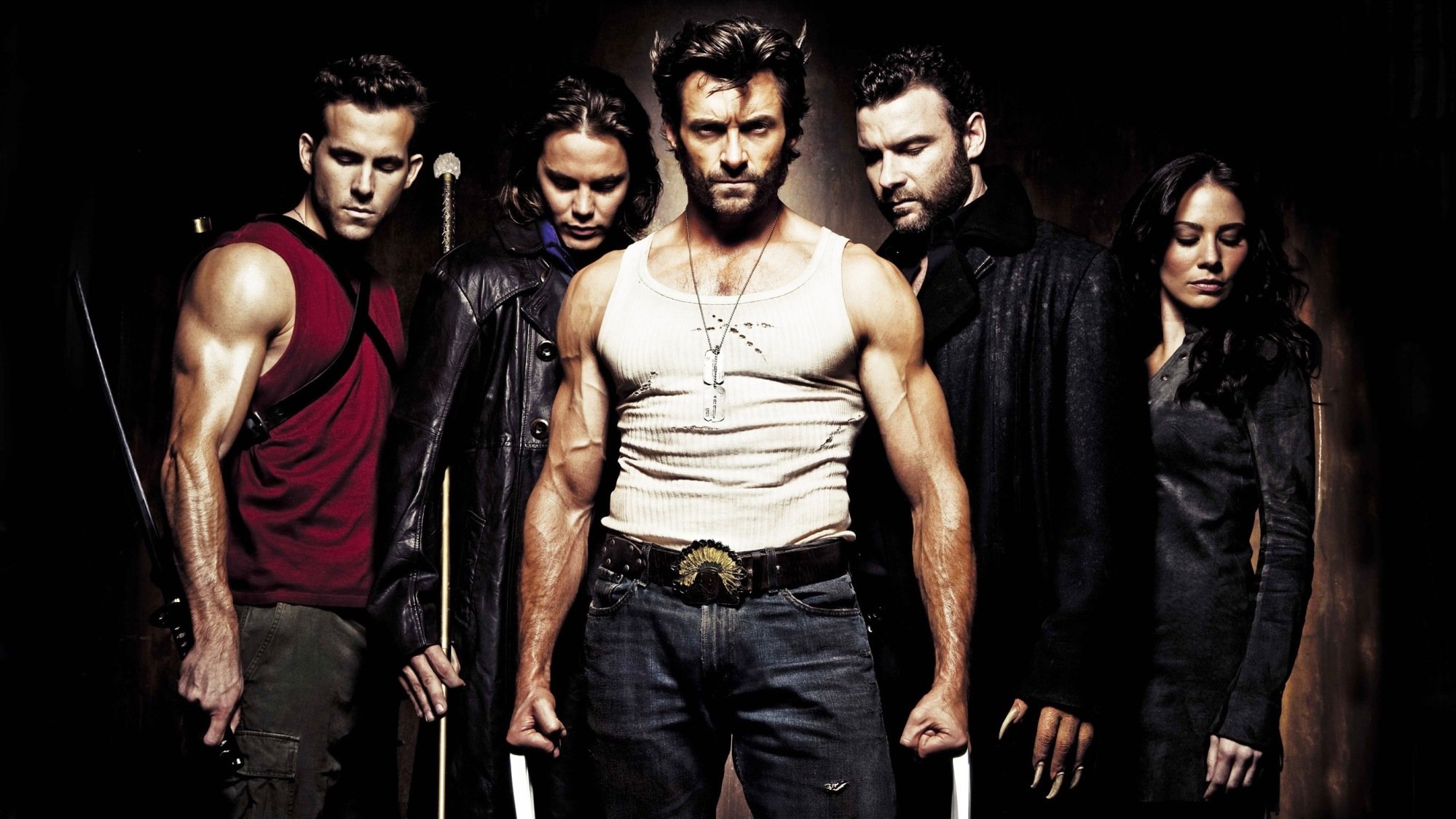 'X-Men Origins: Wolverine', from left: Ryan Reynolds, Taylor Kitsch, Hugh Jackman, Liev Schreiber, Lynn