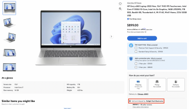 a screenshot of an hp laptop sold by a third-party seller at walmart