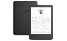 black kindle open to book page