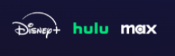 Disney+, Hulu, and Max logos side by side