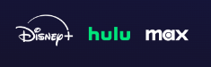 Disney+, Hulu, and Max logos side by side