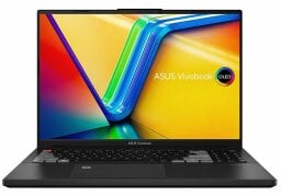 Asus laptop with abstract colorful screensaver