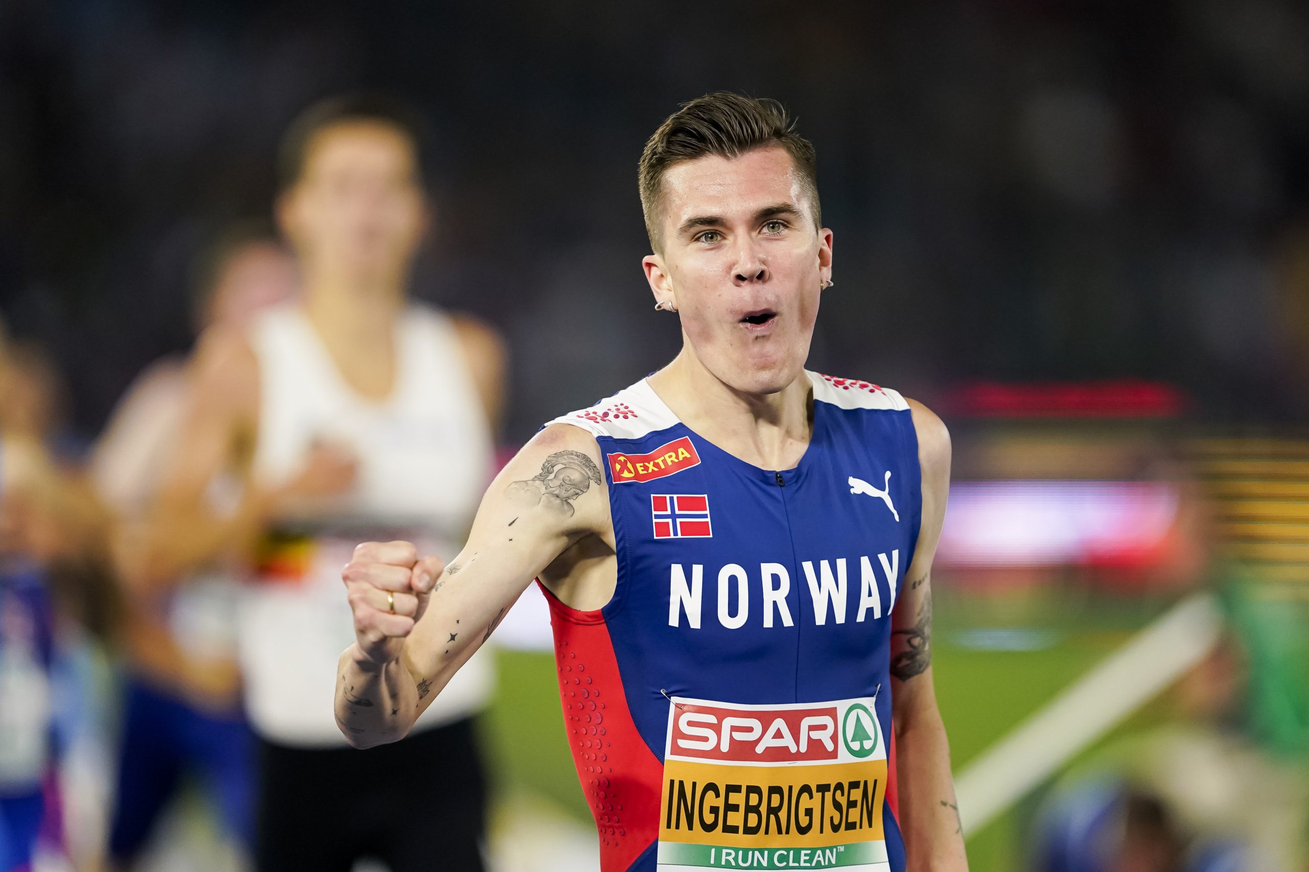 Jakob Ingebrigtsen of Norway celebrates