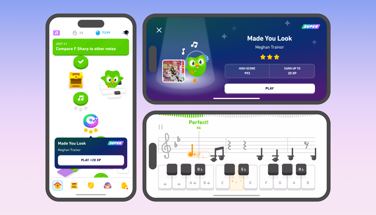 The Duolingo music learning platform.