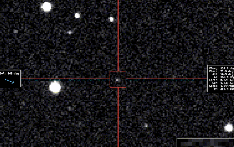 A number of telescopes scan the skies for potentially hazardous objects. In this case, the system detected a speeding spacecraft.