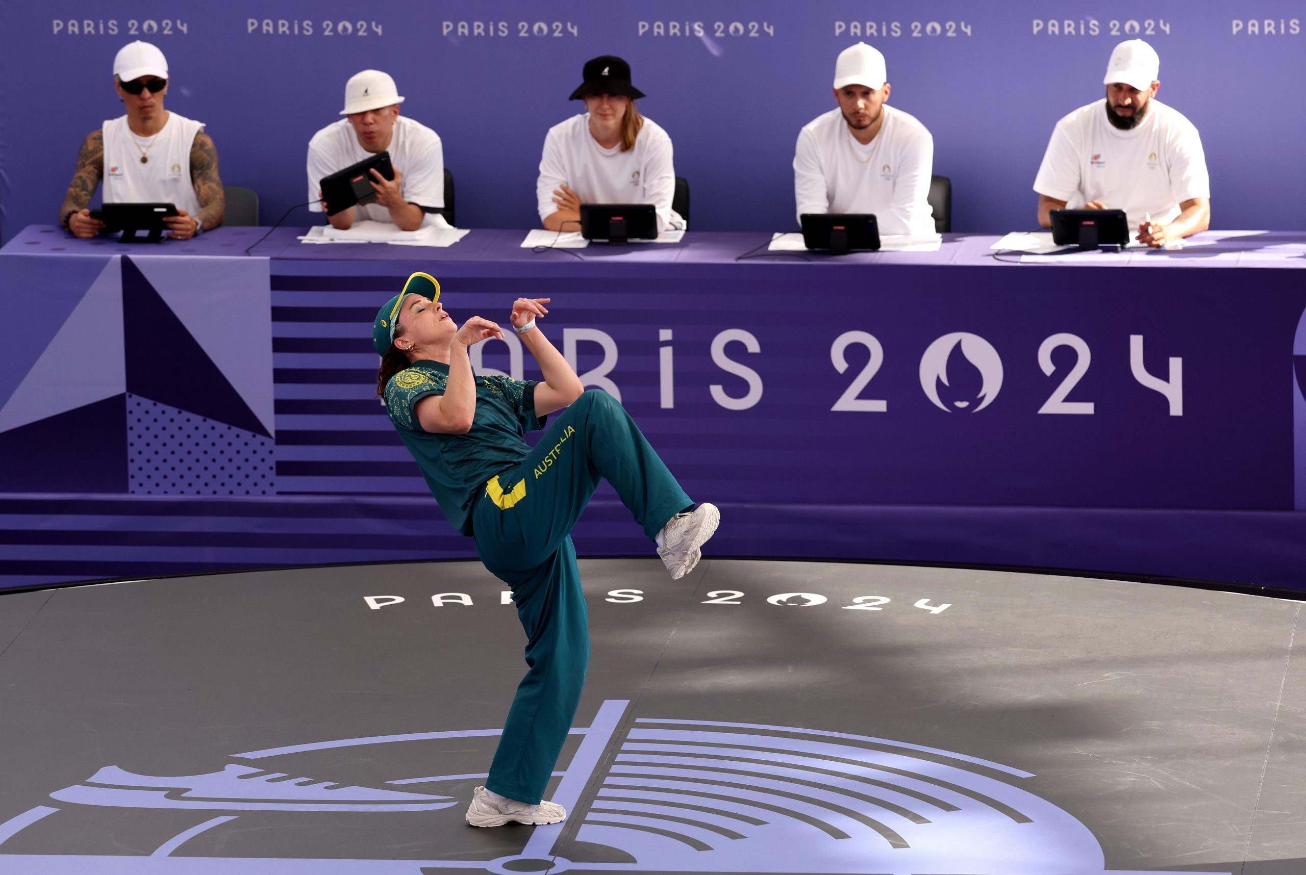 B-Girl Raygun of Team Australia competes during the B-Girls Round Robin