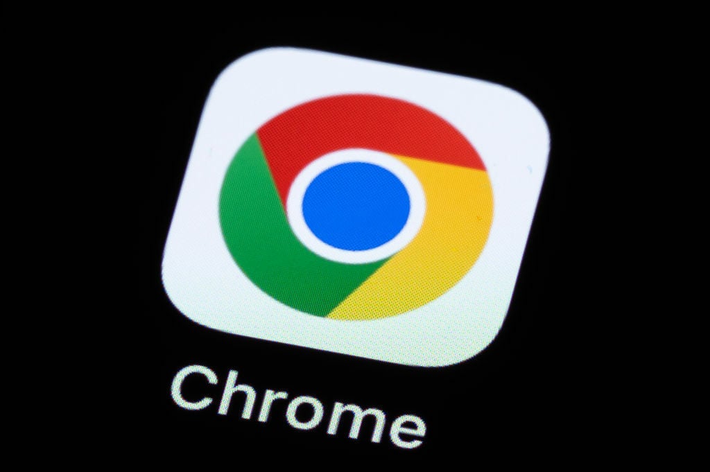 The Google Chrome application app can be seen on the display of a smartphone